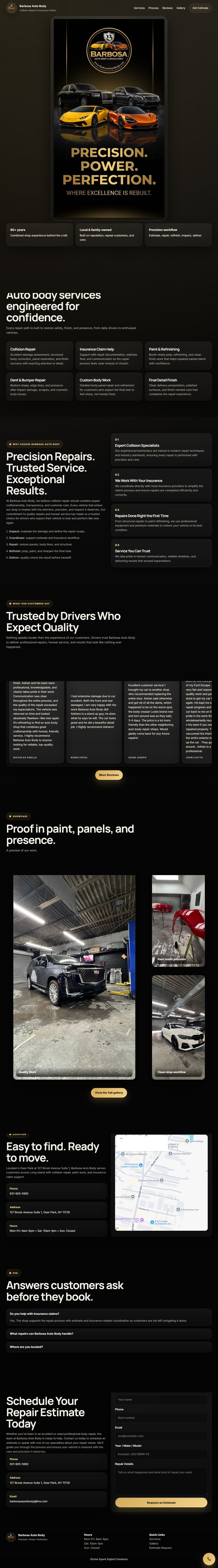Barbosa website design, built by Divine Spark Digital Creations